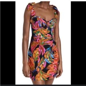 FARM Rio Colorful Leaf Print Mini Dress
